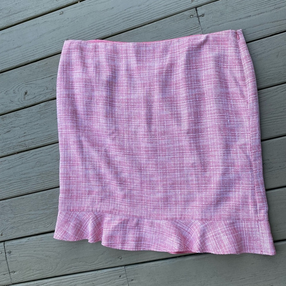 APOSTROPHE Pink & White Tweed Midi Skirt, Size: 18 (not listed see measurements)
